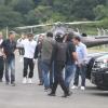 Neymar chega de helicóptero para participar de tarde de autógrafos em um shopping de Campinas, SP, em 14 de março de 2013