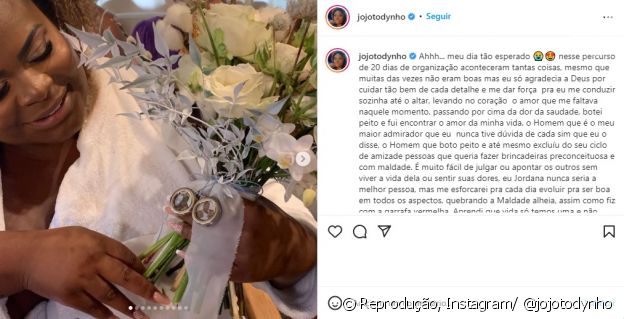 Jojo Todynho mostra novas fotos sobre o casamento com Lucas Silva