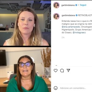 Daiana Garbin, esposa de Tiago Leifert, tem usado as redes sociais para informar a população sobre o cânces