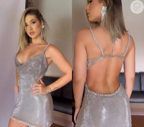 Virgínia Fonseca ainda usou outro vestido prata bastante semelhante na sessão de fotos, com detalhe para as costas nuas mais uma vez