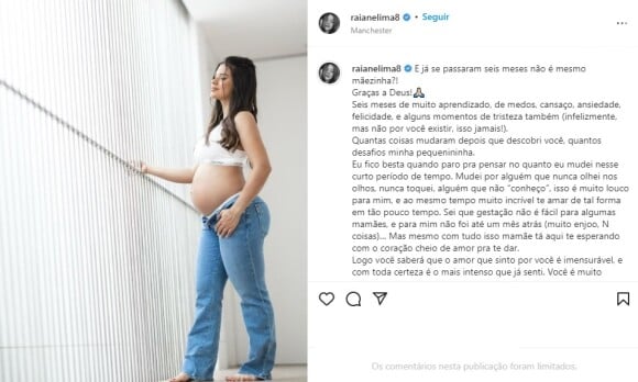 Raiane Lima reflete sobre os seis meses de gravidez