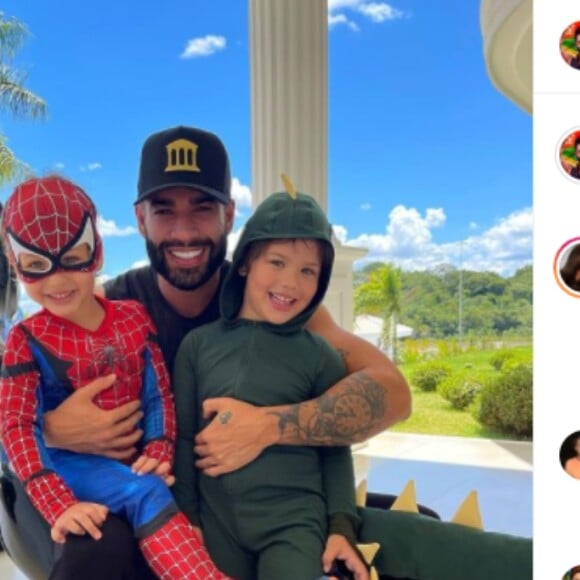 Gusttavo Lima postou foto com os filhos no Carnaval