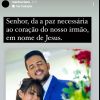 Ex-marido de Paulinha Abelha, Marlus Viana consolou o viúvo da cantora no dia anterior, compartilhando foto do casamento dos dois