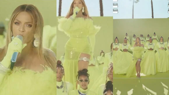 Beyoncé no Oscar 2022: com look transparente neon e participação da Blue Ivy, cantora agita web