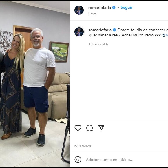 'Muito irado', escreveu Romário ao falar sobre os sogros