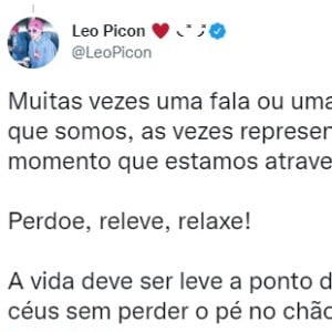 Leo Picon fez um discurso de perdão nas redes sociais