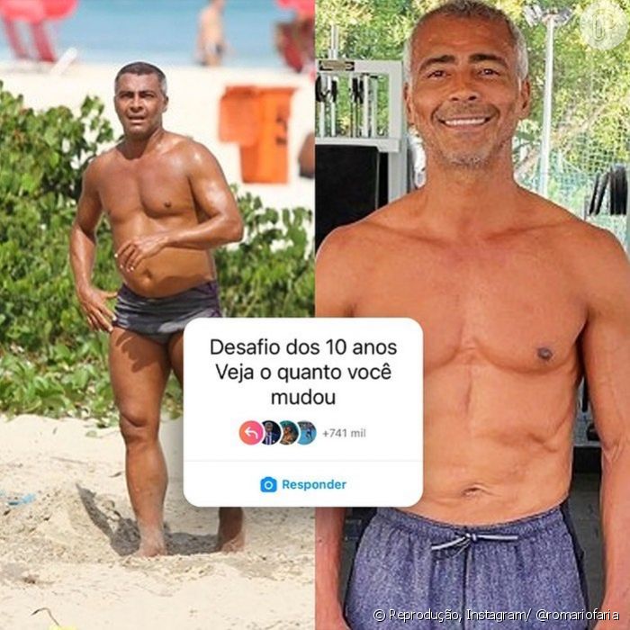 Romário fez o desafio dos dez anos nas redes sociais Purepeople