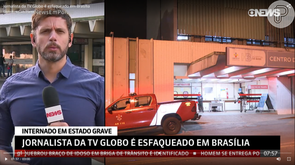 Gabriel Luiz, jornalista da Globo que foi esfaqueado, teve ferimentos no pescoço, perna, abdômen e outros locais do corpo