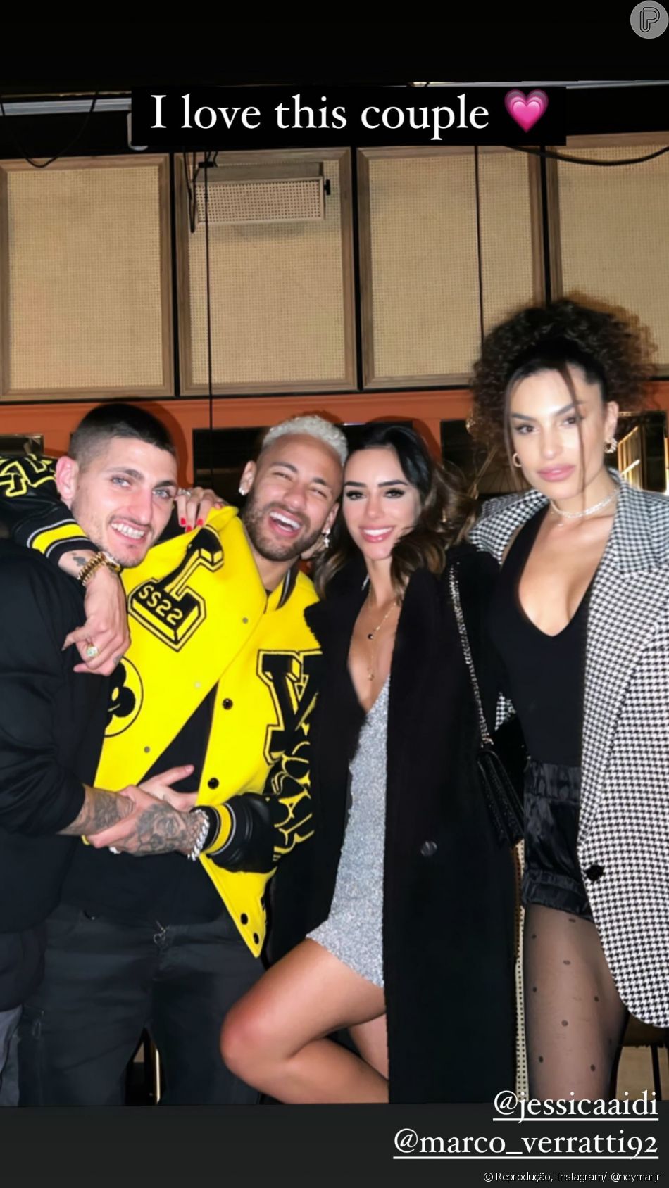 Festa também contou com amigos de Neymar, como Marco Verratti e a esposa, Jessica Aidi
