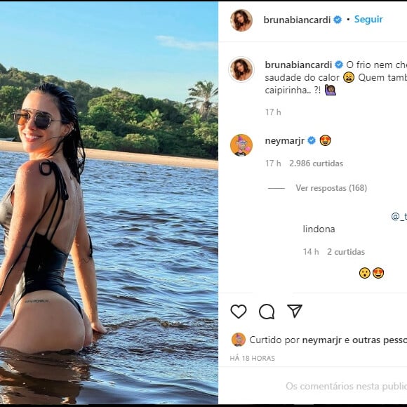 Neymar fez questão de comentar na foto de Bruna Biancardi