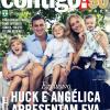 Angélica e Luciano Huck posam com Joaquim, Benício e Eva para a revista 'Contigo!', capa de 20 de março de 2013