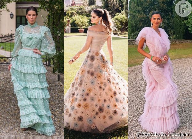 Vestido para convidada de casamento: inspire-se em cores pastel escolhidas por influenciadoras em festa de Lala Rudge