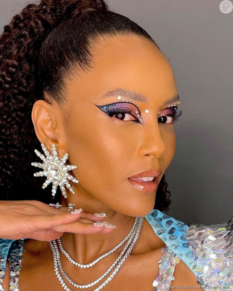Maquiagem com sombra cintilante e pedrarias é hit para Inverno