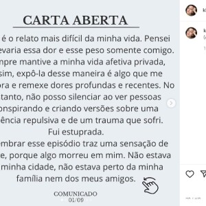 Klara Castanho: atriz publicou uma carta aberta contando a história da gravidez após sofrer estupro