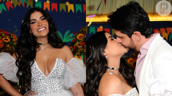 Ex-BBB Munik Nunes celebrou 26 anos com festa julina e trocou beijos com o namorado