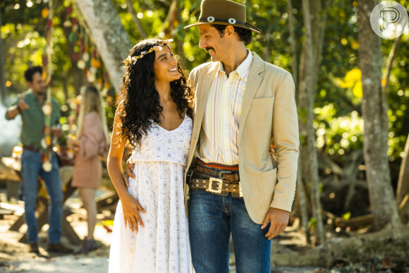 Casamento de Muda (Bella Campos) e Tibério (Guito) celebra 100º semana do episódio de 'Pantanal'