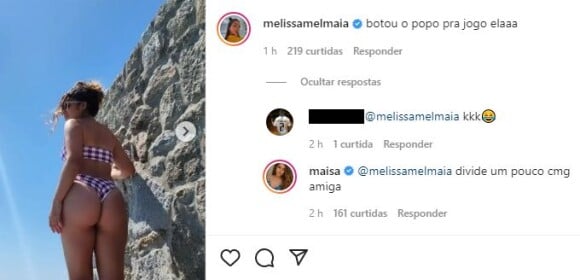 Maisa Silva pede 'um pouco' de bumbum a Mel Maia