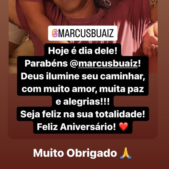 Marcus Buaiz repostou homenagem de Zilu e se resumiu a agradecer: 'Muito obrigado'