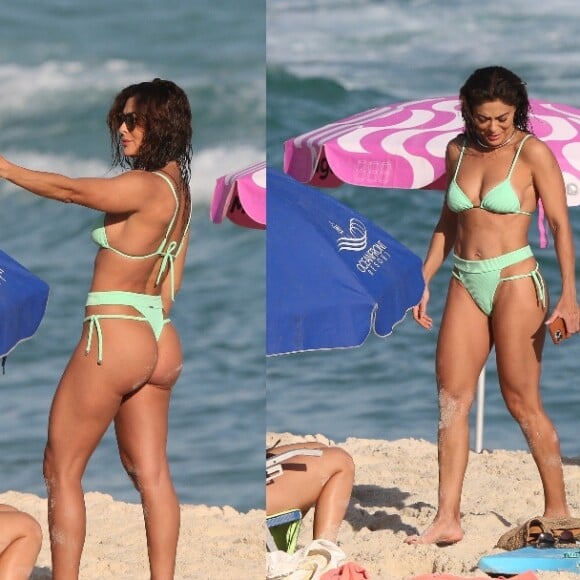 Juliana Paes rouba a cena em praia do Rio com biquíni fio-dental