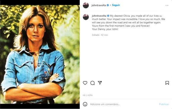 John Travolta fez uma bela homenagem à Olivia Newton-John no Instagram