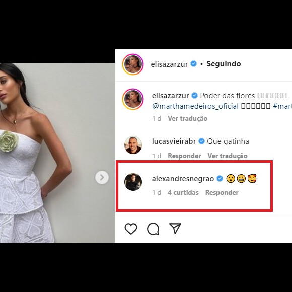 Reação divertida de Alexandre Negrão com fotos da namorada, Elisa Zarzur