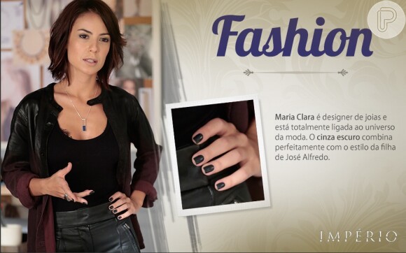Outro dos mais pedidos de julho, o esmalte cinza da Maria Clara (Andreia Horta) é da Lâncome, cor Noir Caviar