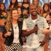 Fernanda Souza e Thiaguinho falam sobre relacionamento no programa 'Domingão do Faustão', da TV Globo, em 24 de março de 2013