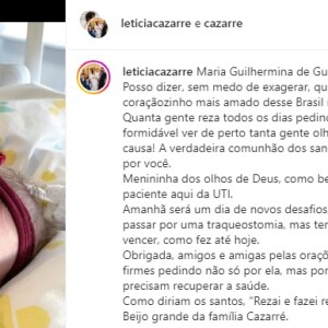 No texto, Letícia Cazarré também agradeceu às mensagens dos seguidores