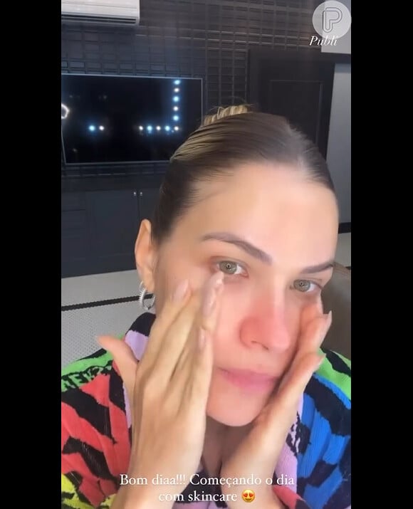 Andressa Suita mostra rotina de skincare pela manhã