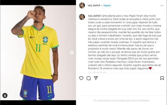 Mulher de Raphinha fez uma publicação para anunciar a espera do filho