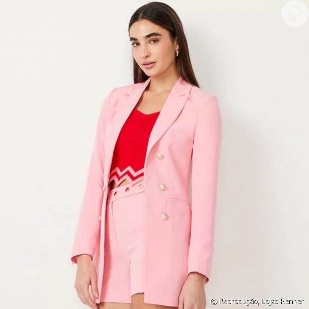 Blazer Alongado em Crepe, Lojas Renner