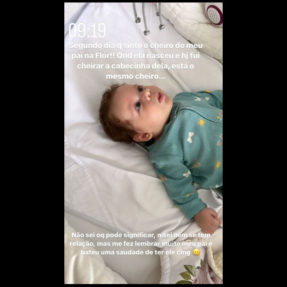 Virginia Fonseca contou ter sentido o cheiro do pai na filha mais nova, Maria Flor