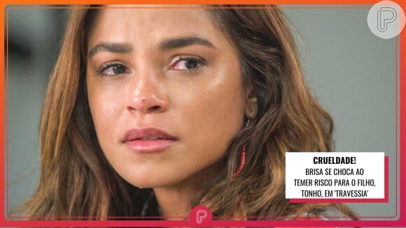 Brisa (Lucy Alves) se choca com medo de Moretti (Rodrigo Lombardi) atentar contra seu filho, Tonho (Vicente Alvite), na novela 'Travessia'