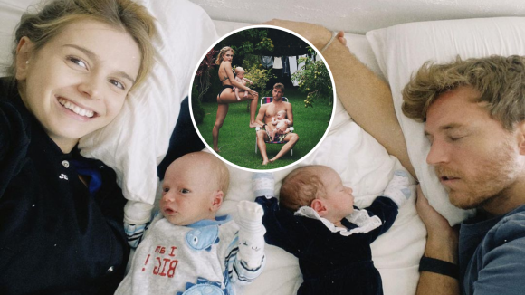 Isabella Scherer recria antes e depois de foto de biquíni com namorado e filhos: 'Um mulherão'