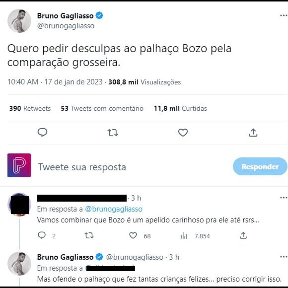 Bruno Gagliasso pediu desculpas ao palhaço