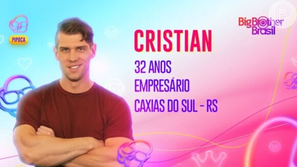 BBB 23: Cristian, natural de Caxias do Sul, no Rio Grande do Sul, é participante do time Pipoca