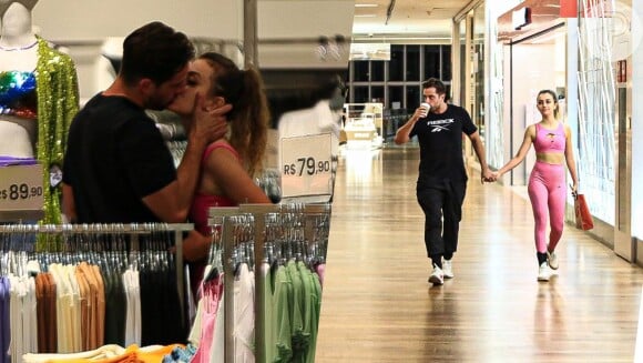 Rafael Cardoso trocou beijos com Vivian Linhares em shopping do Rio de Janeiro em 23 de janeiro de 2023