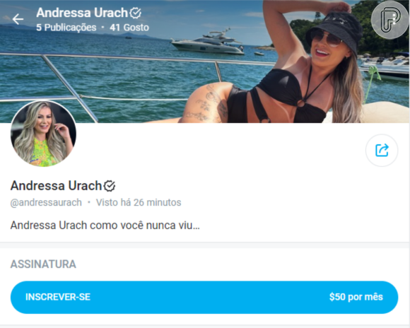 Andressa Urach cobra 50 dólares (ou aproximadamente R$ 262, na cotação atual) para assinatura no OnlyFans