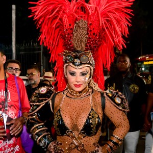 Viviane Araújo, rainha do Salgueiro, usa fantasia de gladiadora com biquíni ousado: 'Força da mulher'