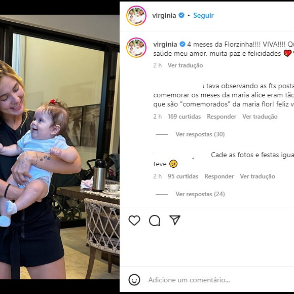 Seguidores criticaram Virgínia Fonseca pela diferença de tratamento entre as filhas