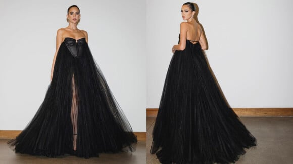 Esse vestido de festa de Bruna Marquezine vai te convencer a ter um look preto de tule agora!