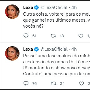 Lexa contou as transformações pelas quais está passando nas redes sociais