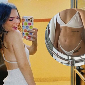 Mel Maia exibiu suas tatuagens em selfie no espelho