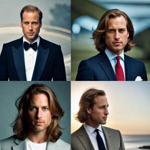 Uma inteligência artificial criou sob a imagem de William como ele poderia ser se seus cabelos estivessem maiores. Este foi alguns do resultados.