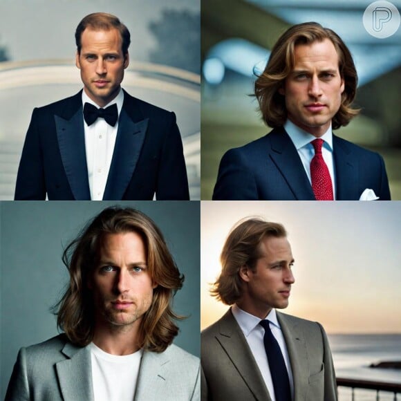 Uma inteligência artificial criou sob a imagem de William como ele poderia ser se seus cabelos estivessem maiores. Este foi alguns do resultados.