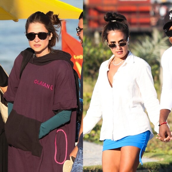 Thiaguinho, Carol Peixinho, Fernanda Souza e Eduarda Porto curtem praia juntos