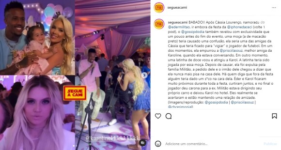 Amiga da atual de Éder Militão teria sido expulsa da festa da filha do jogador