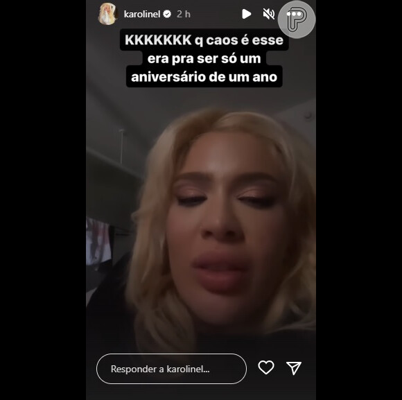 Karoline Lima brincou com as polêmicas que aconteceram no aniversário de Cecília