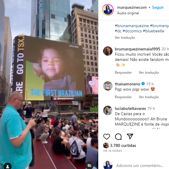 Imagem de Bruna Marquezine pequena foi usada para parabenizar a atriz por ser a 'primeira' protagonista brasileira em Hollywood.