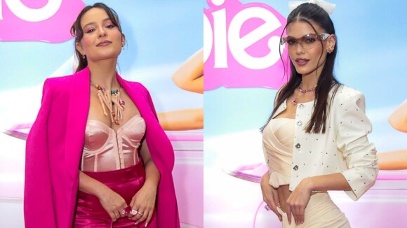 Larissa Manoela, Vitória Strada e mais famosos aderem a looks 'Barbiecore' na première de 'Barbie'. Fotos!